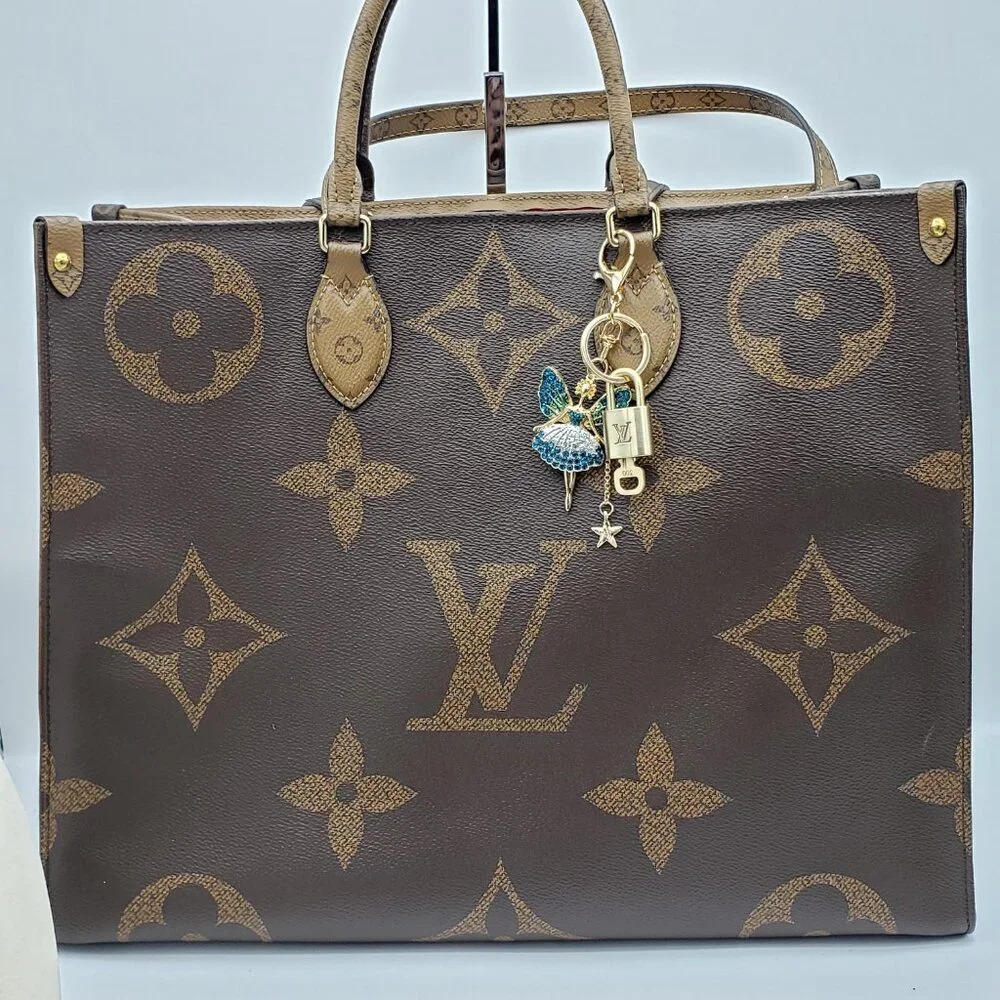 LV Gold Padlock Authentic 🔑 Luxury Bag Charm w/ Unbranded Fairy Keychain